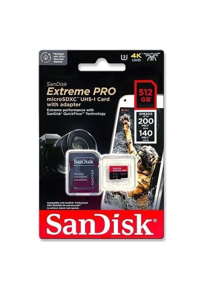 Extreme Pro 512gb 200/140mb/s Microsdxc Uhs-ı A2 V30 Adaptörlü Hafıza Kartı Sdsqxcd-512g-gn6ma