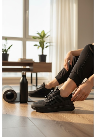 Enoch Erkek Siyah Akıllı Bağcıklı Yürüyüş Ayakkabısı - Bağcık Bağlamasız Pratik Sneaker Siyah Enoch Erkek Siyah Akıllı Bağcıklı Yürüyüş Ayakkabısı - Bağcık Bağlamasız Pratik Sneaker Siyah