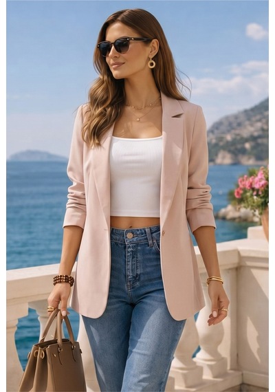 Armonika Kadın Bej Tek Düğmeli Ceket Arm-20k001020