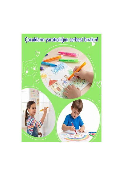 Çevirmeli 24 Lü Mum Boya Uzun 1 Paket Twistable 24 Renk Çevirmeli Mum Boya Pastel Silinebilir Mum Boya Tam Boy Çok Renkli