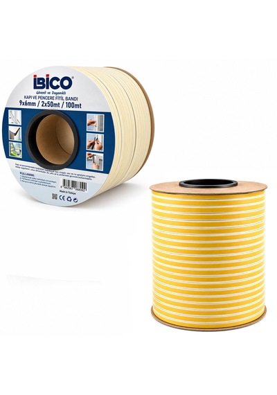Beyaz 2x50 100mt Bobin Fitil Kapı - Pencere Bant D Profil 9x6mm Bandı 5286
