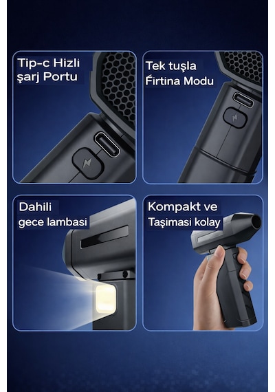Qasul X8yenı Nesil Taşınabilir Üfleyici Teknolojisi Yüksek Performanslı Mini Temizlik Üfleyici + Gece Lambası