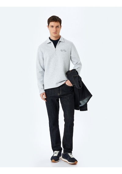 Koton Slogan İşlemeli Pamuk Karışımlı Dikiş Detaylı Yarım Fermuarlı Sweatshirt Gri 5wam70263mk Gri Koton Slogan İşlemeli Pamuk Karışımlı Dikiş Detaylı Yarım Fermuarlı Sweatshirt Gri 5wam70263mk Gri
