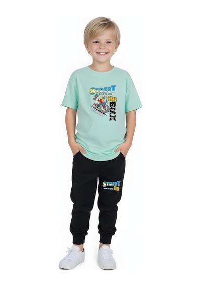 Fyk Kids Erkek Çocuk Mevsimlik Street Baskılı Alt-üst Takım Mint Yeşil