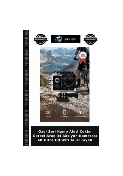 Özel Seri Kamp Aleti Çekim Gereci Araç İçi Aksiyon Kamerası 4k Ultra Hd Wifi Ac01 Siyah