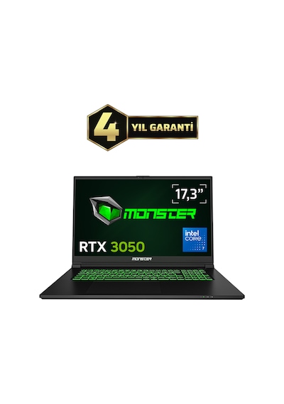 Monster Abra A7 V15.6.5 Core 7 250H 32 GB 1 TB RTX3050 17.3" W11H Dizüstü Bilgisayar