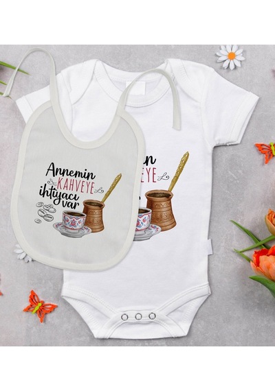Bitmeyenkartus Bk Kids Annemin Kahveye Ihtiyacı Var Tasarımlı Bebek Body Zıbın V Çok Renkli