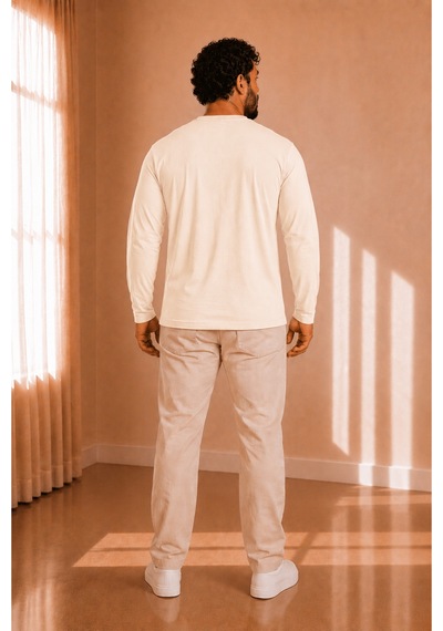 Sngl Tekstil Erkek Uzun Kollu İnterlok V Yaka Oversize Sweatshirt S-m-l-xl-2xl Ekru