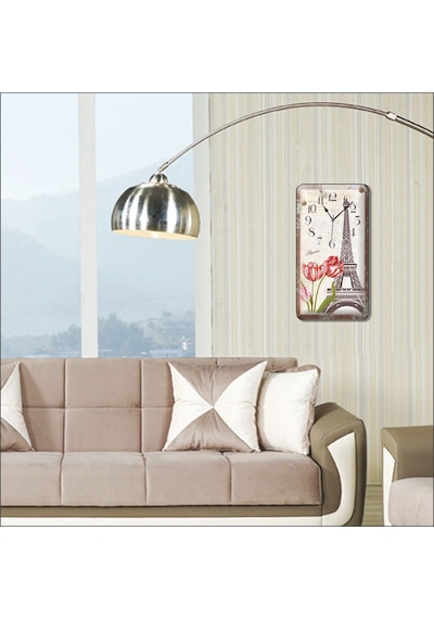 Paris Eyfel Kulesi Duvar Saati Çok Renkli