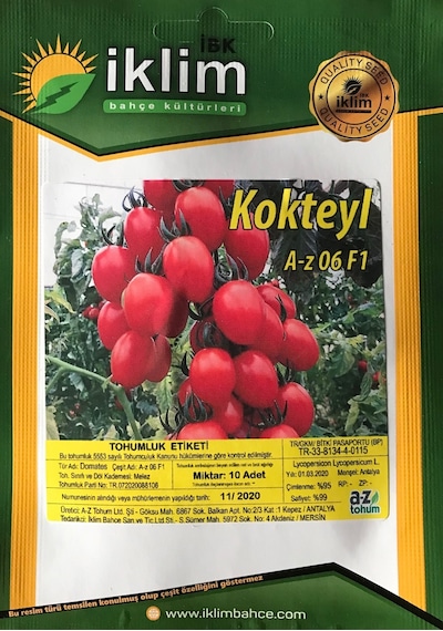 Domates Tohumu Hibrit Kokteyl Domates AZ06 F1 10 Adet N112887