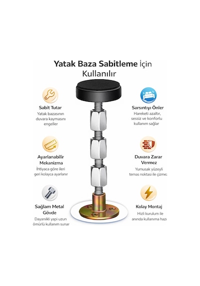 Yatak Baza Başlık Sabitleme Aparatı Ses Önleyici Eşya Sabitleme Aparatı 2 Adet 8-11 Cm 1