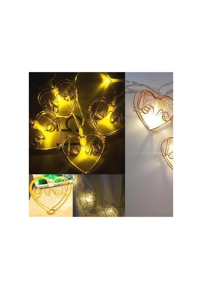 Love Kalpli Rose Gold Led Işık Zinciri Yılbaşı, Doğum Günü Ve Romantik Dekor Aydınlatma - Bgaledlamba0014 Bej