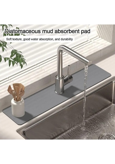 Su Emici Lavabo Kenar Matı Kaymaz Mutfak Tezgah Matı, Musluk Damlama Tutucu, Lavabo Sıçrama Koruyucu, Banyo Ve Sünger Tutucu Mat, Su Geçirmez Ve Dayanıklı Banyo Kaymaz Tezgah Mat Çok Renkli Su Emici Lavabo Kenar Matı Kaymaz Mutfak Tezgah Matı, Musluk Damlama Tutucu, Lavabo Sıçrama Koruyucu, Banyo Ve Sünger Tutucu Mat, Su Geçirmez Ve Dayanıklı Banyo Kaymaz Tezgah Mat Çok Renkli