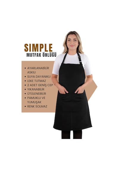 Sevilya Simple Ayar Askılı Mutfak Önlüğü Siyah