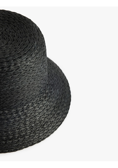 Koton Bucket Hasır Şapka Siyah 6sak40036aa