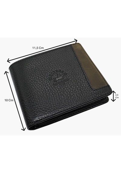 Westpolo Hakiki Deri Kağıt Para Ve Bol Kart Bölmeli Slim Unisex Cüzdan - Siyah-haki Siyah-cr Haki