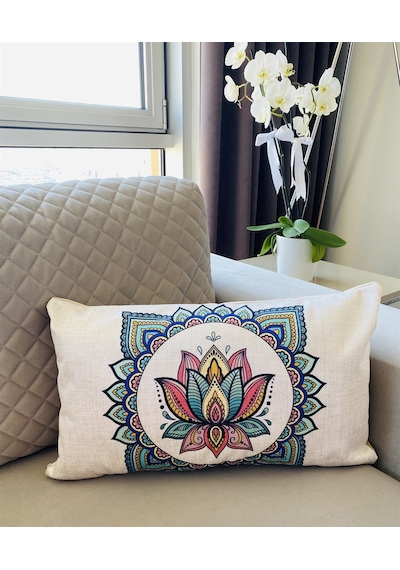 Çift Taraflı Mandala Desenli Dekoratif Yastık Kılıfı 35*55 cm