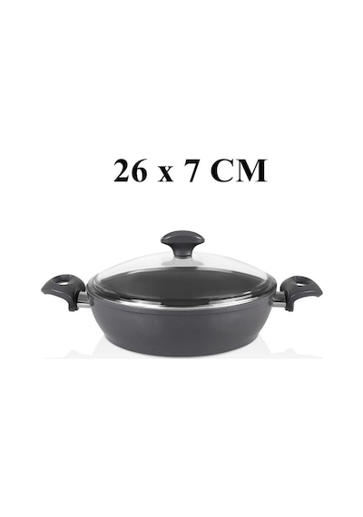 Falez Seramik Tencere Tava Seti 26 Cm Tava Ve Karnıyarık + 24 Cm Derin Tencere Füme