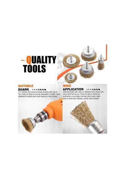 Kyrotech 5 Parça Matkap Tel Fırça Seti, Pirinç Tel Fırça Uçları, Pas Temizleme, Metal Yüzey Temizleme, 4500 Rpm Dayanıklı, Matkap Ve Havalı Alet Uyumlu