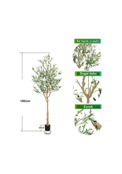 Yapay Zeytin Ağacı Lüx 180cm Doğal Gövdeli Gerçek Görünümlü Yapay Ağaç