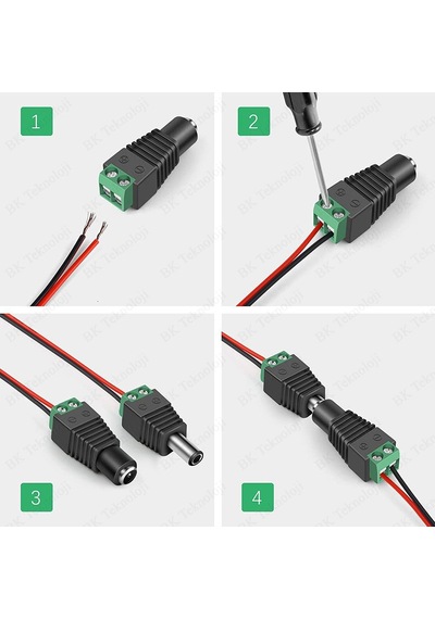 Dc Dişi+Erkek 5.5x2.1mm Klemensli Güç Konnektörü Seti