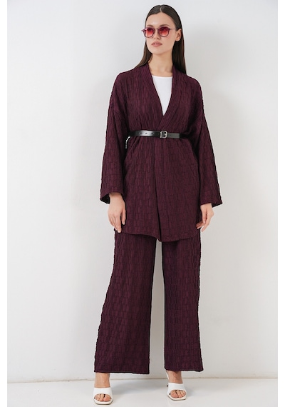 Bigdart Kadın Kimono Pantolon İkili Takım 30078 - Bordo