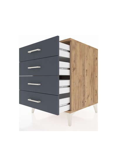 Kronos Komodin 4 Çekmeceli 60x59x80 Çam-antrasit Çam