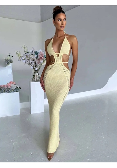 Havens Ornella Triko Elbise Sarı