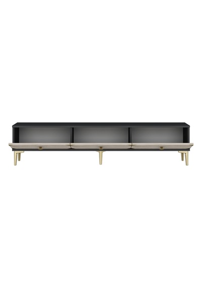 Tsa1897atg - Alfa Tsa180 Tv Stand, Tv Sehpası Ve Tv Ünitesi Antrasit - Traverten - Gold 180cm