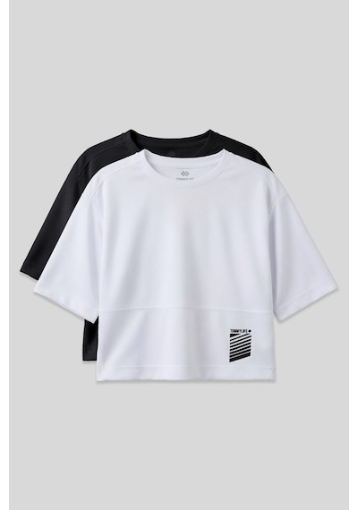 Oversize Fit O Yaka 2li Paket Siyah-beyaz Kadın T-shirt - 97284 Siyah - Beyaz