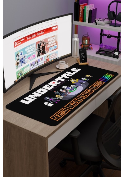 Undertale Kaymaz Dikişli Kauçuk Oyuncu Mousepad V1 - 90x40 Xxl Gaming Mouse Pad Fare Altlığı