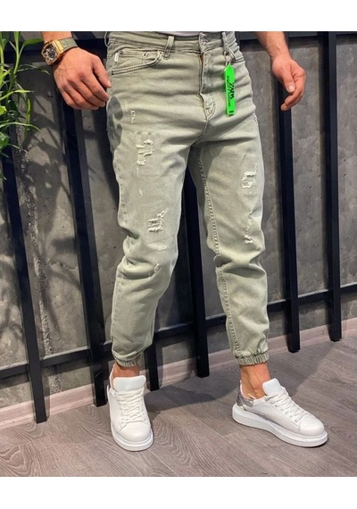 Erkek Paçası Lastikli Likralı Boyfriend Jogger Kot Pantolon