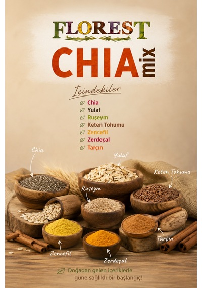 Chia Mix Karışımlı Bitkisel Toz 200 Gr Chia Yulaf Ruşeym Keten Tohumu Zencefil Tarçın - 890439636