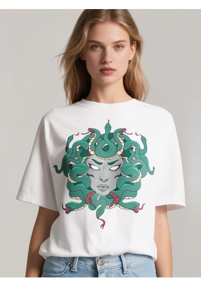 Medusa Oversize Unisex T-shirt Beyaz