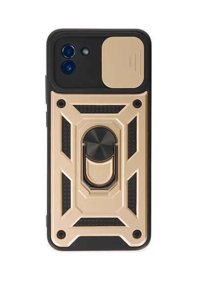 Samsung Galaxy A03 Kılıf Pars Lens Yüzüklü Silikon - Gold
