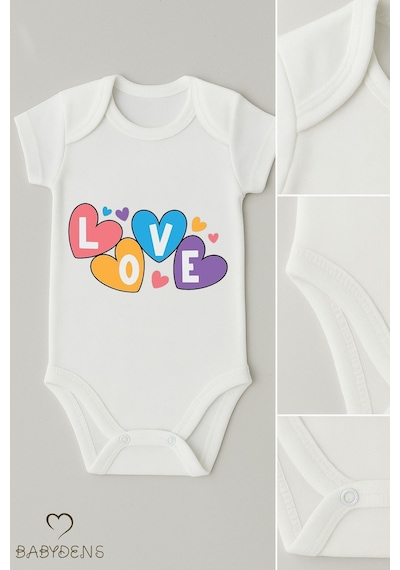 Babyden's 3 Lü Bebek Body Seti %100 Pamuk Sevimli Ayıcık Baskılı Kısa Kollu Çıtçıtlı Zıbın Unisex Beyaz