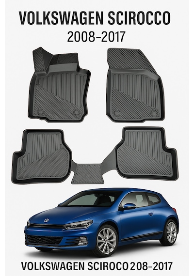 Volkswagen Scirocco 2008-2017 Uyumlu 3d Havuzlu Oto Paspas Premium