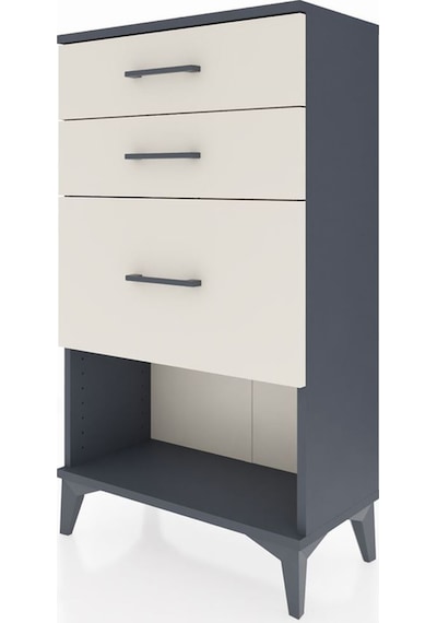 Arges Komodin 3 Çekmeceli 60x30x106 Antrasit-aytaşı Antrasit