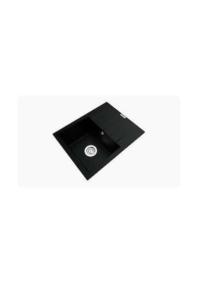 Polex Cristalüx Granit Evye P-S60 Siyah Tezgah Altı Ve Tezgah Üstü Kare Mutfak Evyesi 60.5x49.5 CM
