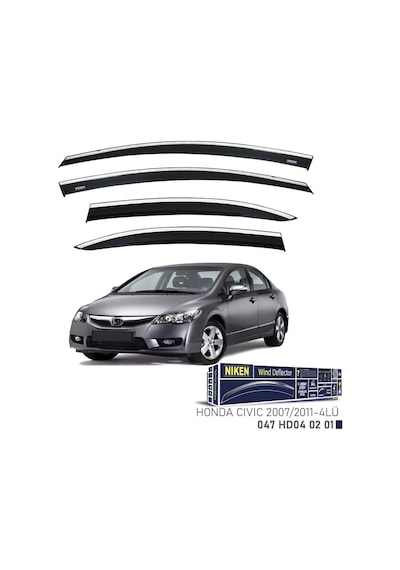 Niken Honda Civic 2007-2011 Kromlu Cam Rüzgarlığı 4'lü - Ekolmaks