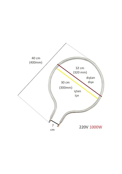 Bakırsever Büyük Davul Fırın Rezistansı 1000 W - 551842014