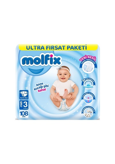 Bebek Bezi Ultra Fırsat Paketi Midi 3 No 108 Li 3 Numara