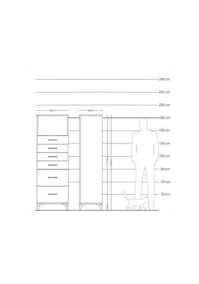Hyperion Dolap Tek Raflı 6 Çekmeceli 88x44x182 Aytaşı-antrasit Aytaşı