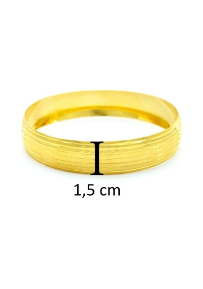 Ferizz Altın Kaplama Dik Çizgili 1.5 Cm Bilezik Blz-3076 001