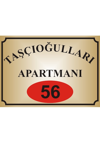 Apartman İsim Tabelası Mod10 Aliminyum AYNALI Gold  Metal Levha