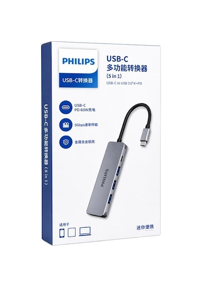 Swr1607k/93 Usb-c 5 İ 1 Arada Hub Çoklayıcı - 4 Port Usb 3.0 + 60w Pd Hızlı Şarj Destekli