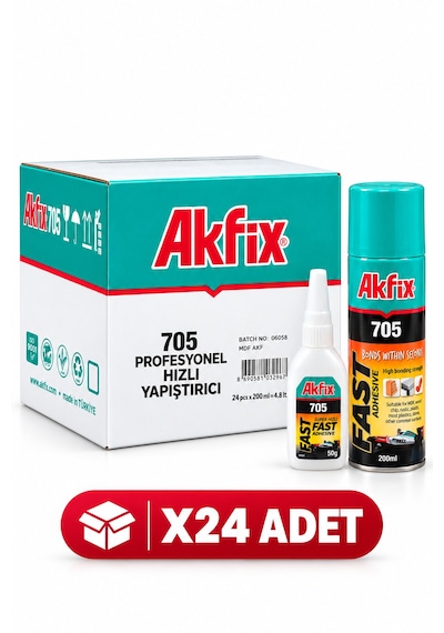 Akfix 705 Hızlı Yapıştırıcı 200 Ml / 50 Gr Aktivatörlü Mdf Kit Ga060 24 Adet