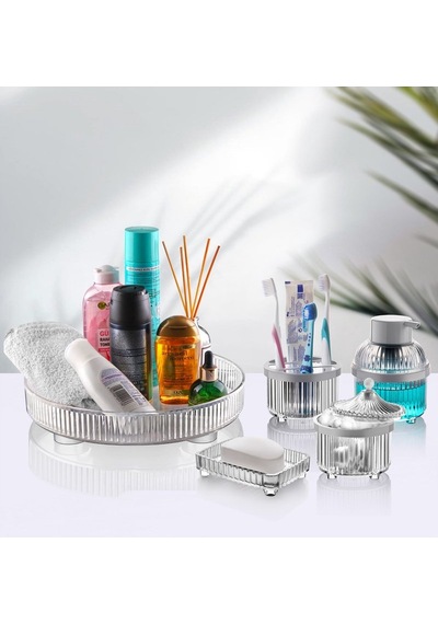 5 Parça Banyo Seti Beyaz Şeffaf