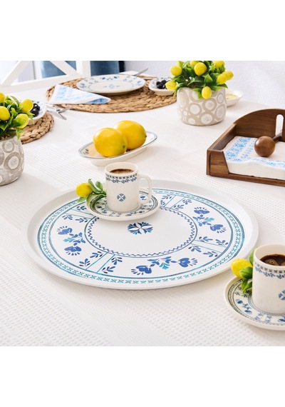 Zuccii Home Santorini Yuvarlak Tepsi - Renkli - 35,5 Cm Çok Renkli