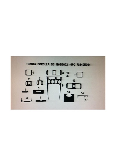 Toyota Corolla 1998-2002 14 Parça Torpido Kaplama Renk Karbon